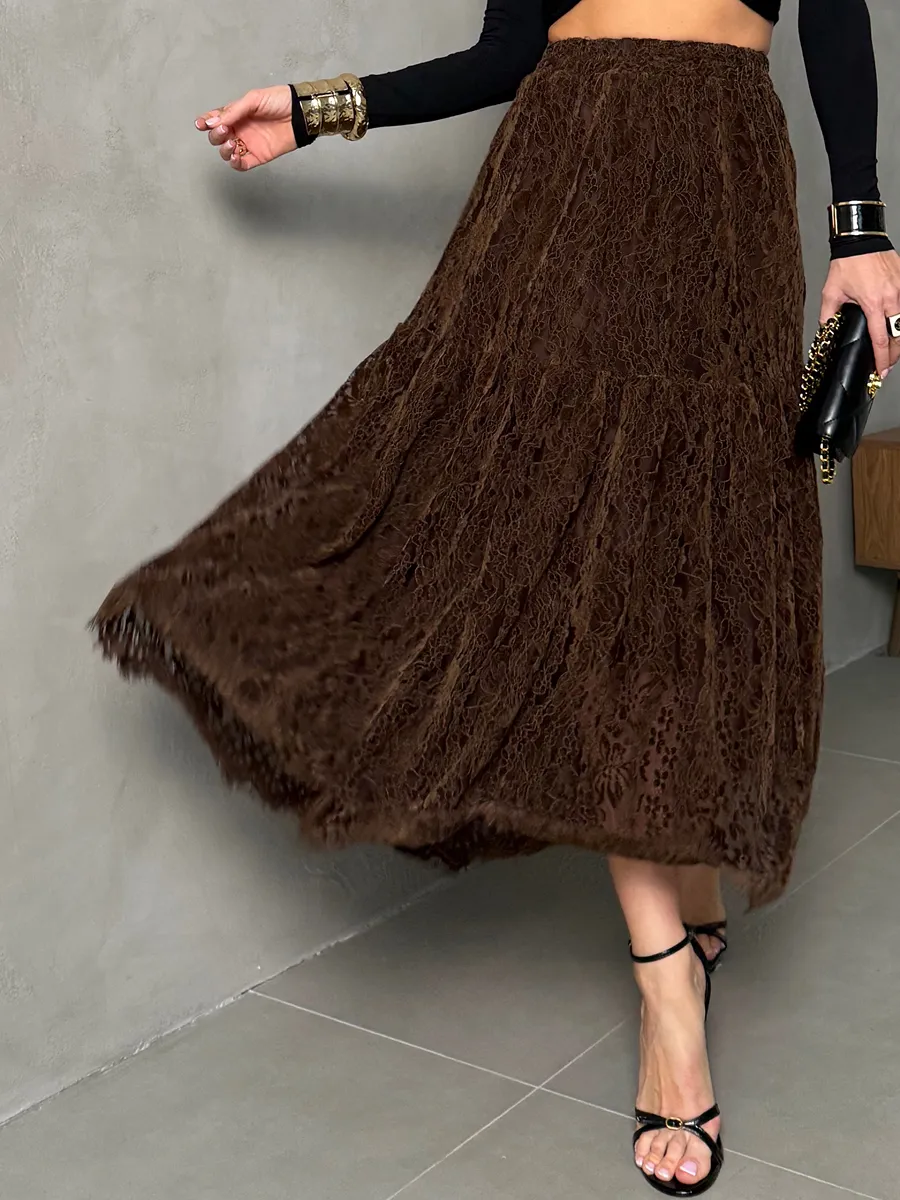 Юбка длинная нарядная праздничная гипюровая