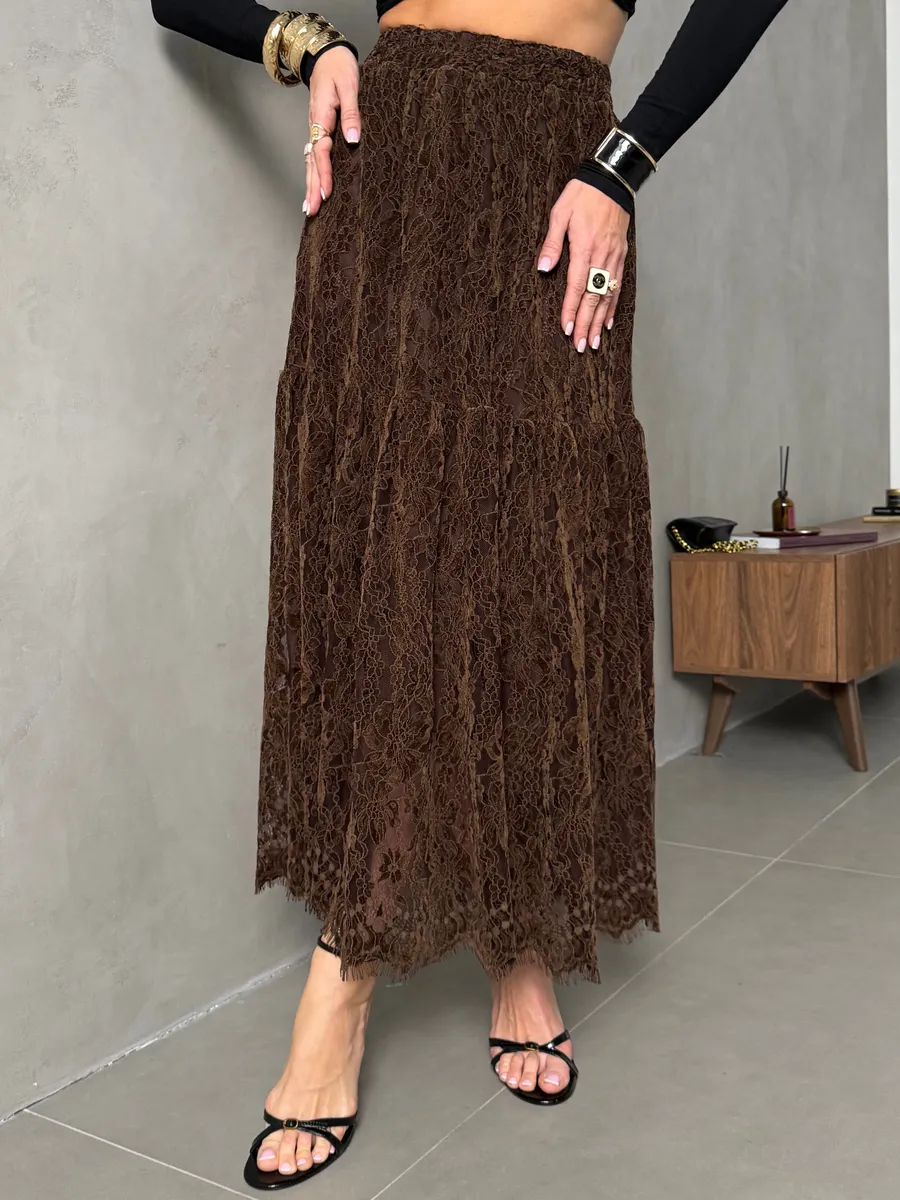 Юбка длинная нарядная праздничная гипюровая