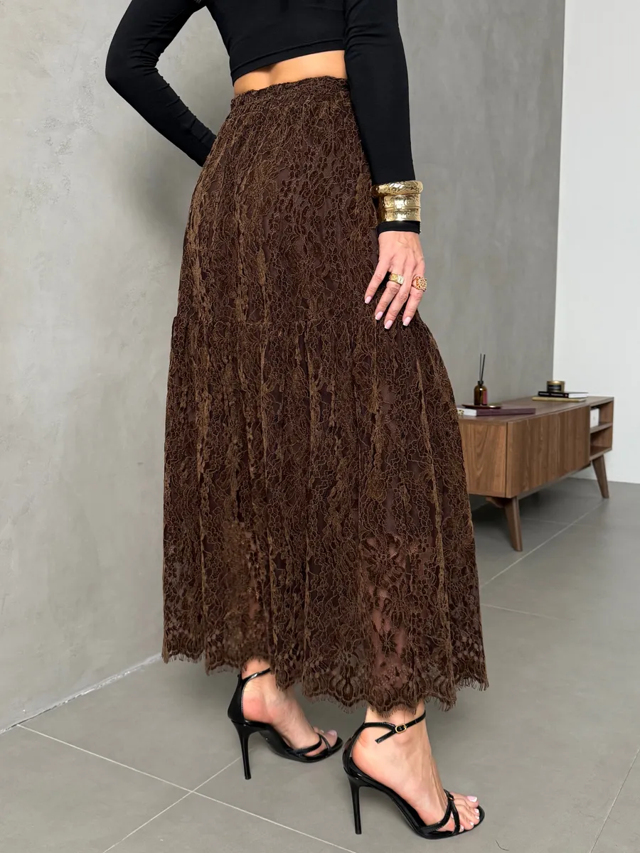 Юбка длинная нарядная праздничная гипюровая