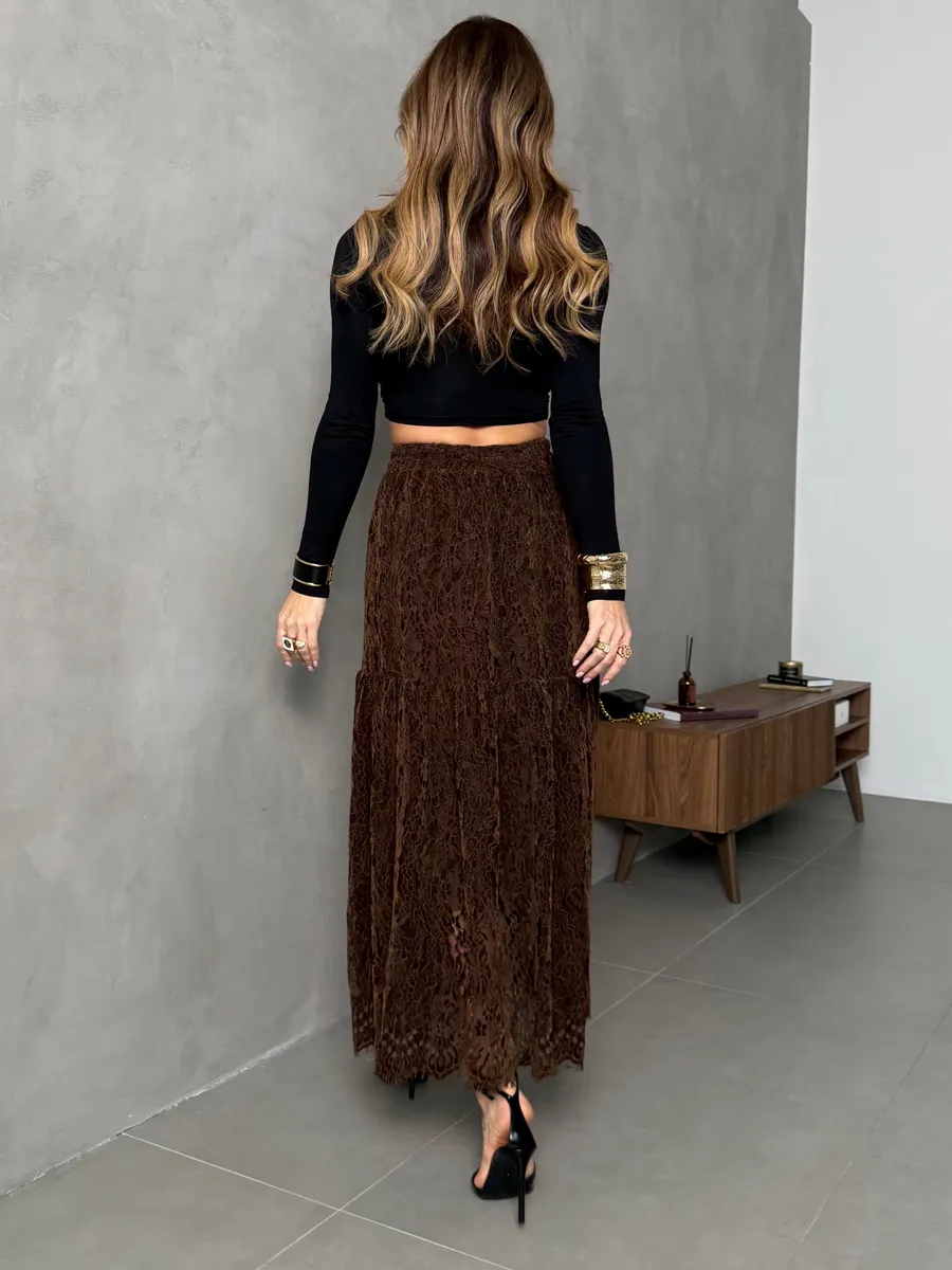 Юбка длинная нарядная праздничная гипюровая