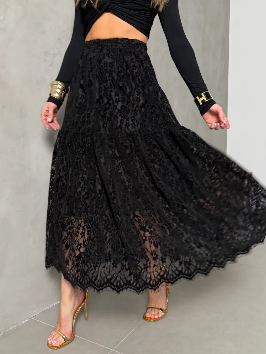 Юбка длинная нарядная праздничная гипюровая