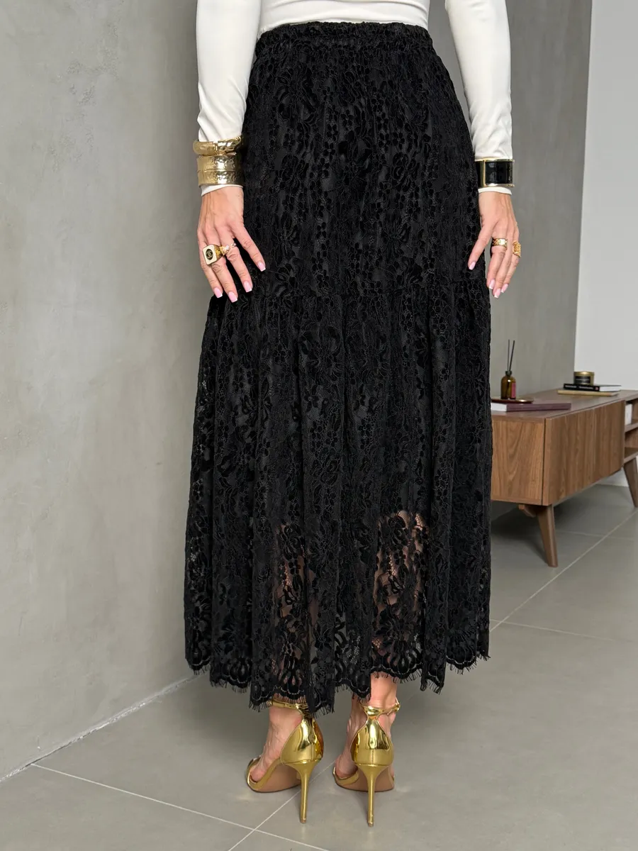 Юбка длинная нарядная праздничная гипюровая