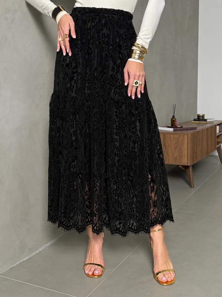 Юбка длинная нарядная праздничная гипюровая