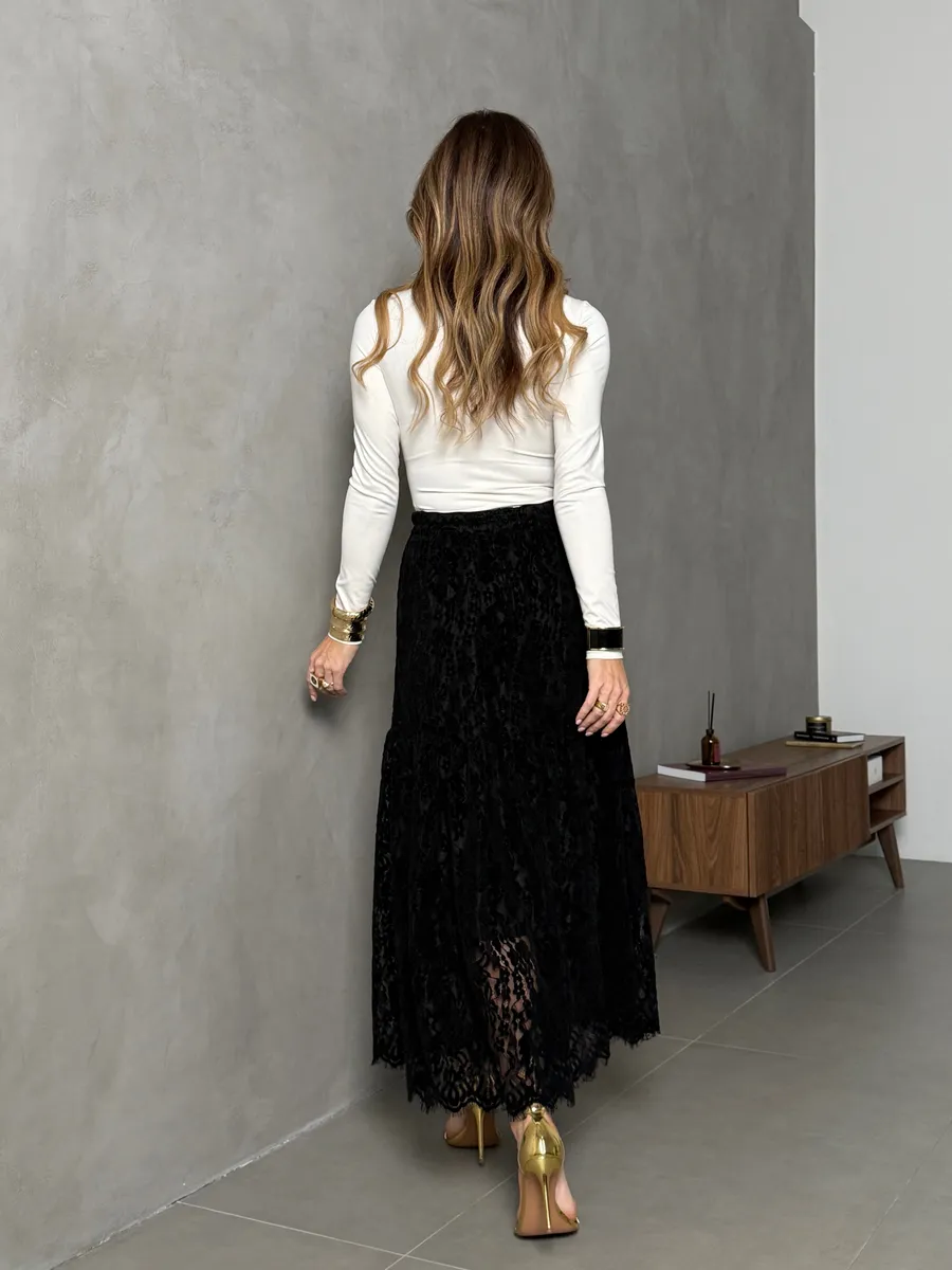 Юбка длинная нарядная праздничная гипюровая