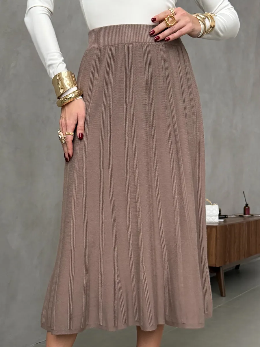 Капучино юбка теплая длинная миди