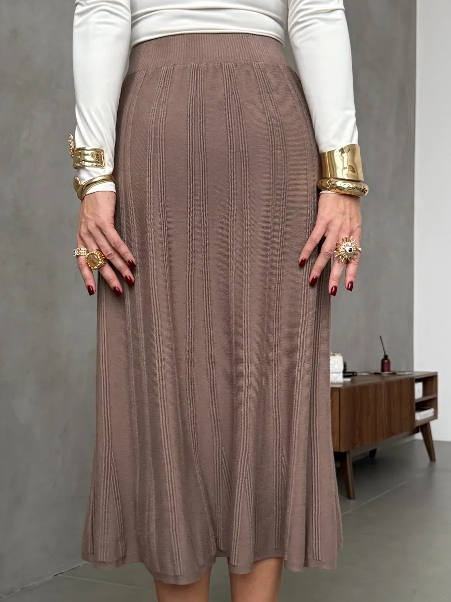 Капучино юбка теплая длинная миди