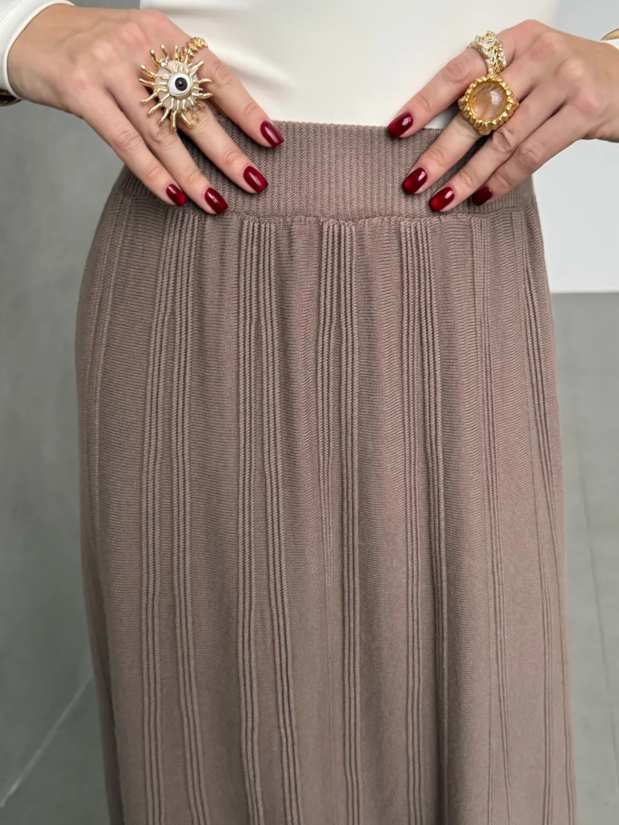 Капучино юбка теплая длинная миди