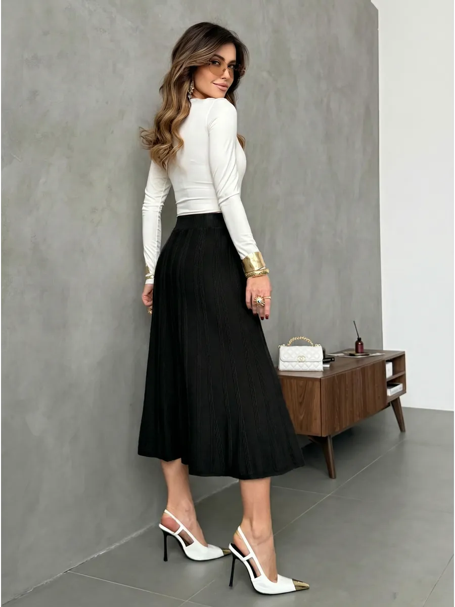 Черная юбка теплая длинная миди