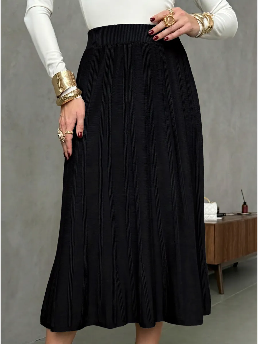 Черная юбка теплая длинная миди