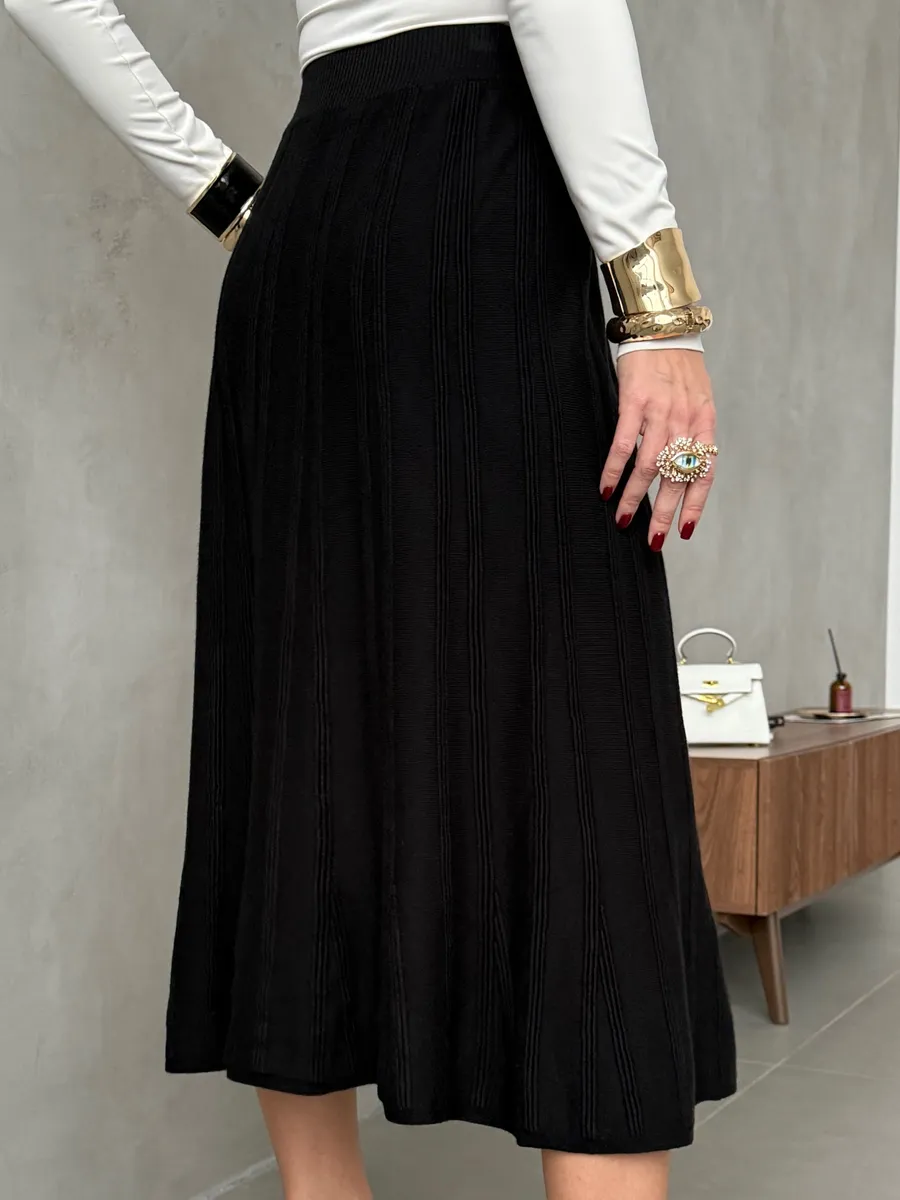 Черная юбка теплая длинная миди