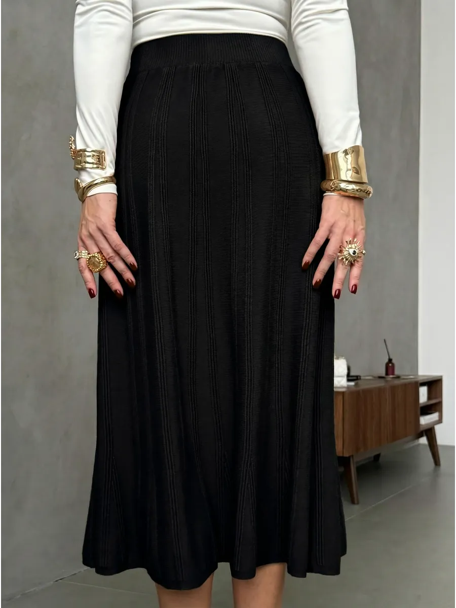 Черная юбка теплая длинная миди