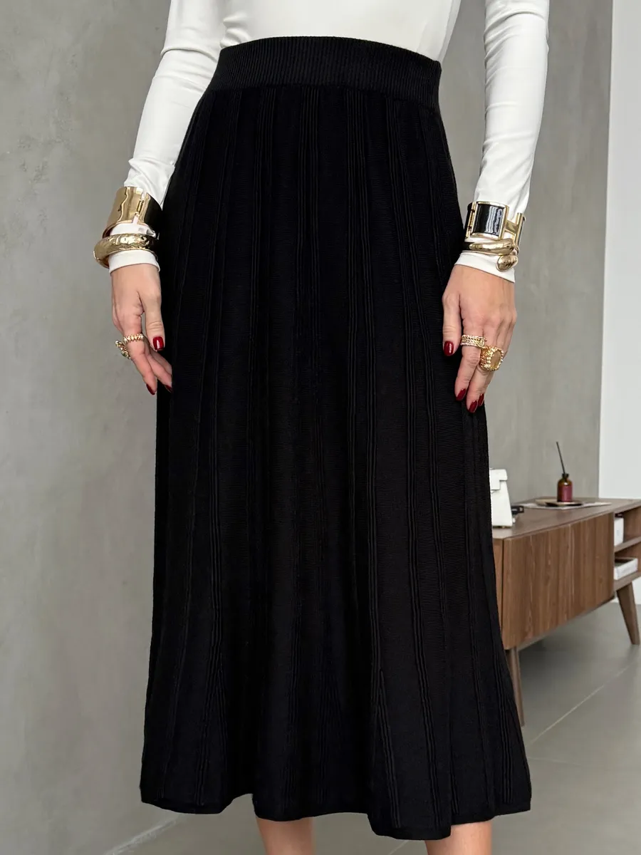 Черная юбка теплая длинная миди