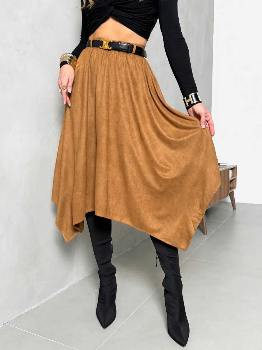 Кирпичная юбка длинная на осень