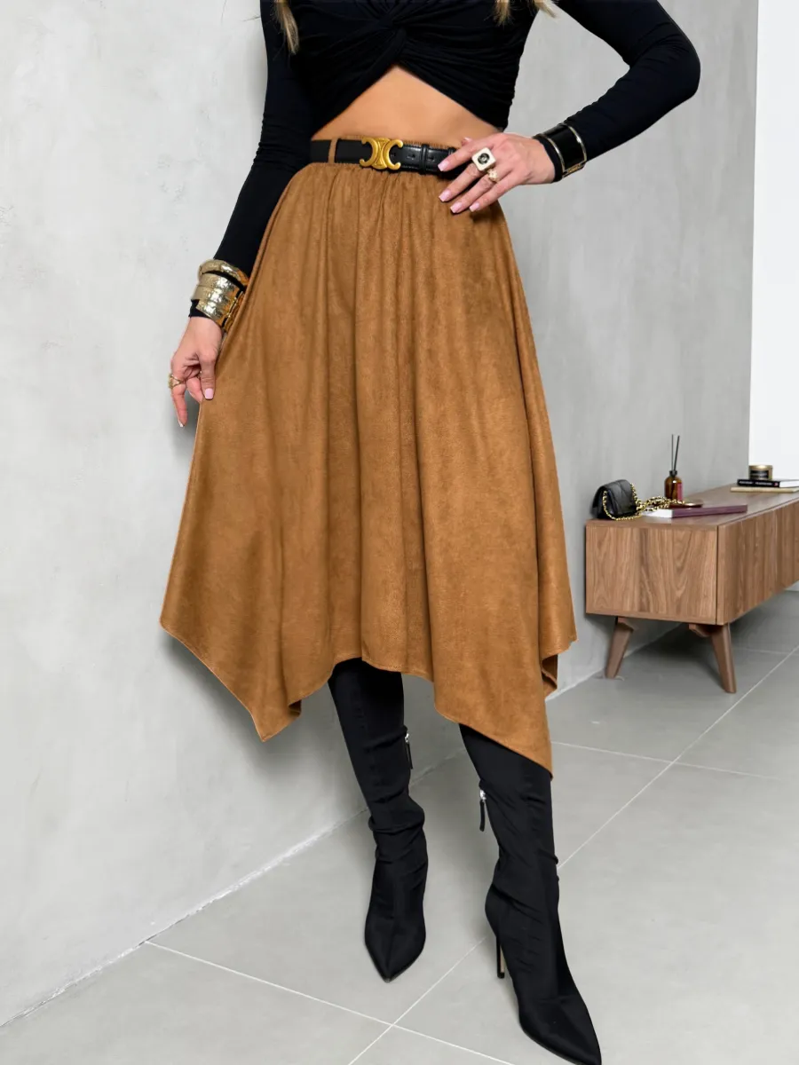 Кирпичная юбка длинная на осень