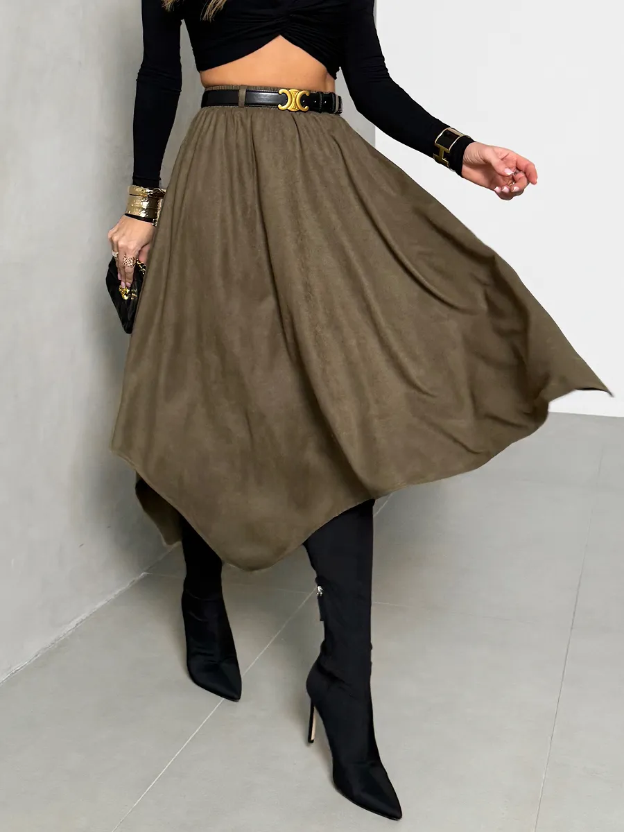 Хаки юбка длинная на осень