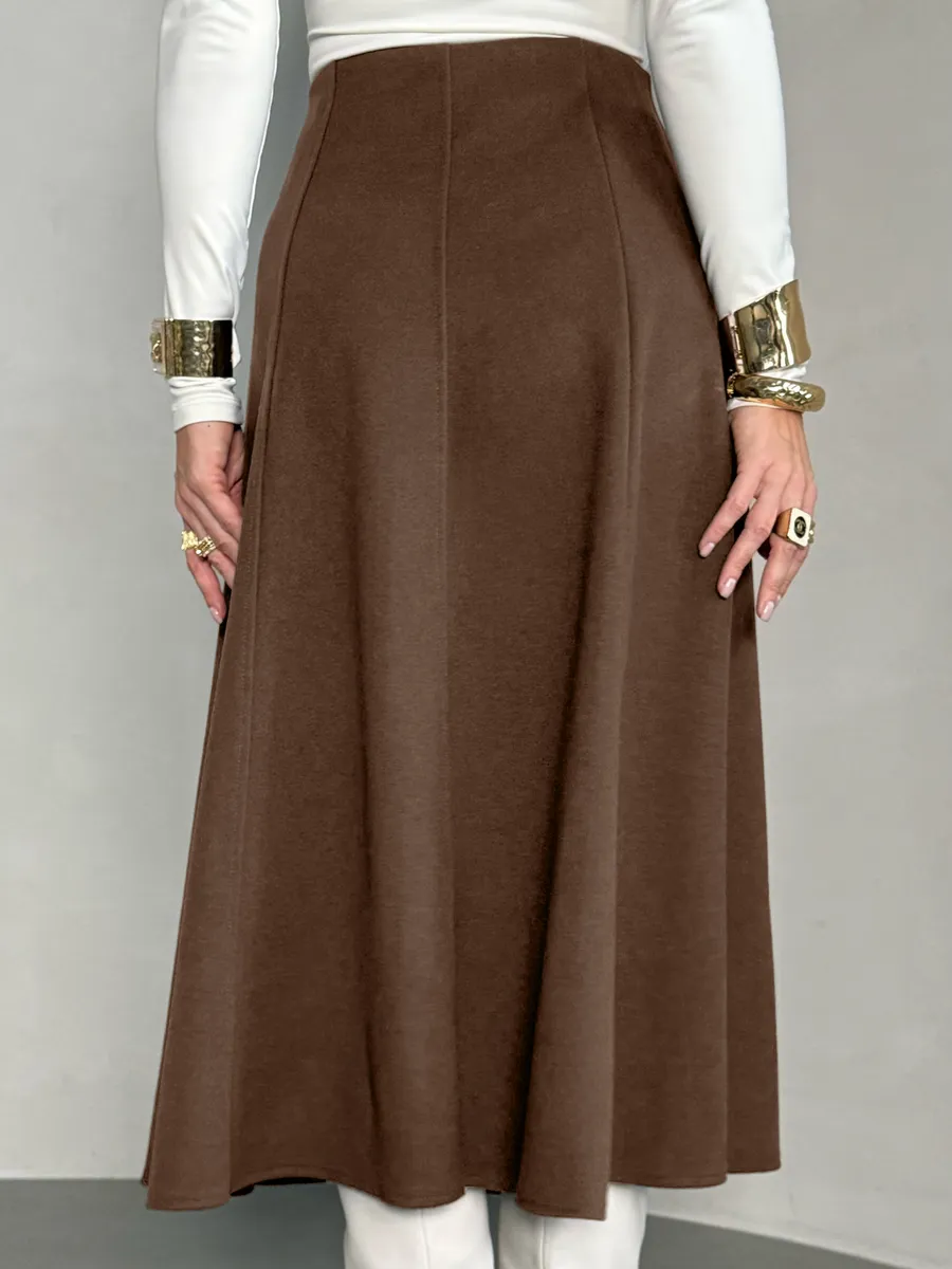 Коричневая юбка теплая длинная