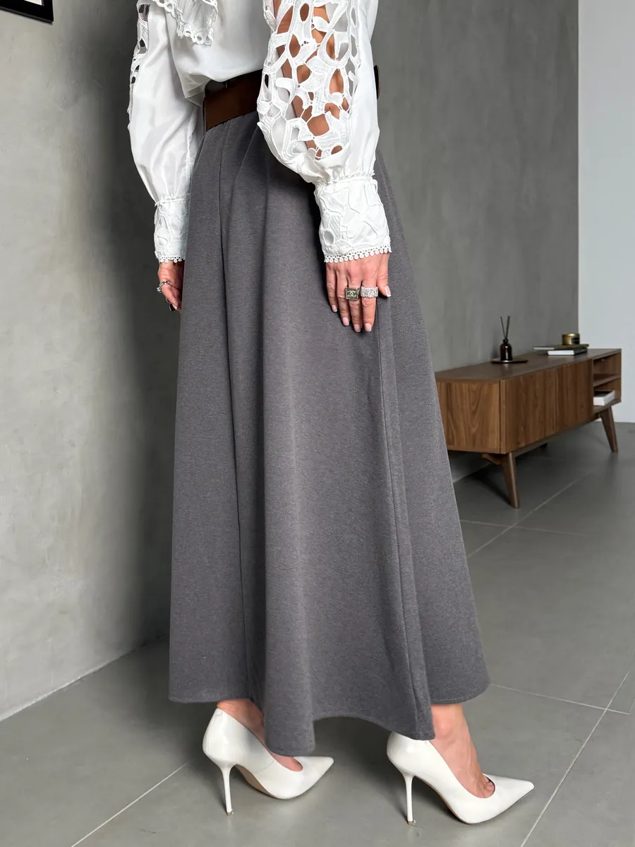 Серая юбка теплая длинная