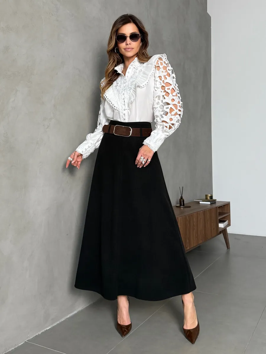 Черная юбка теплая длинная