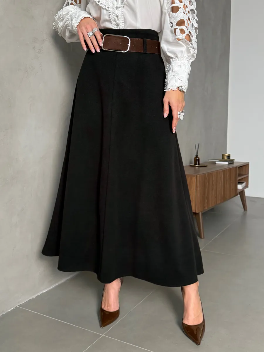 Черная юбка теплая длинная