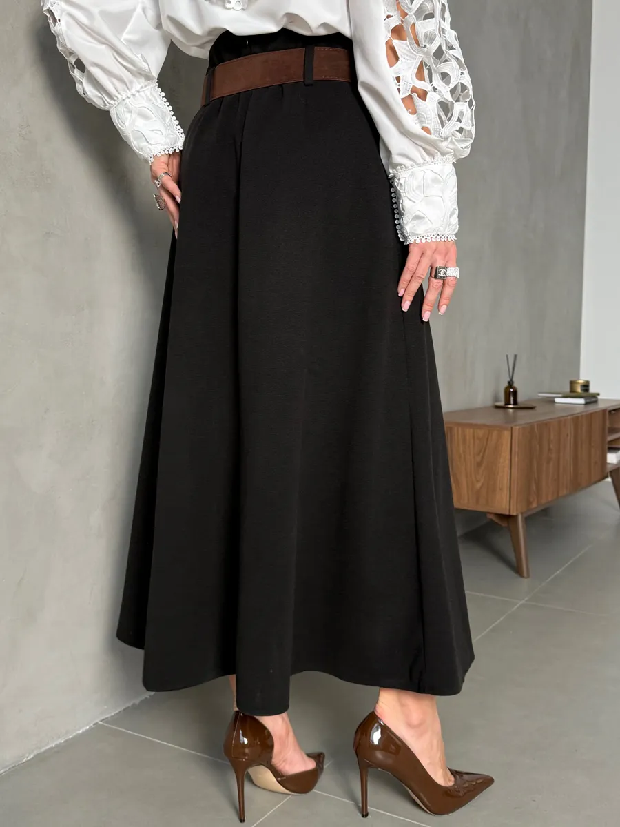 Черная юбка теплая длинная