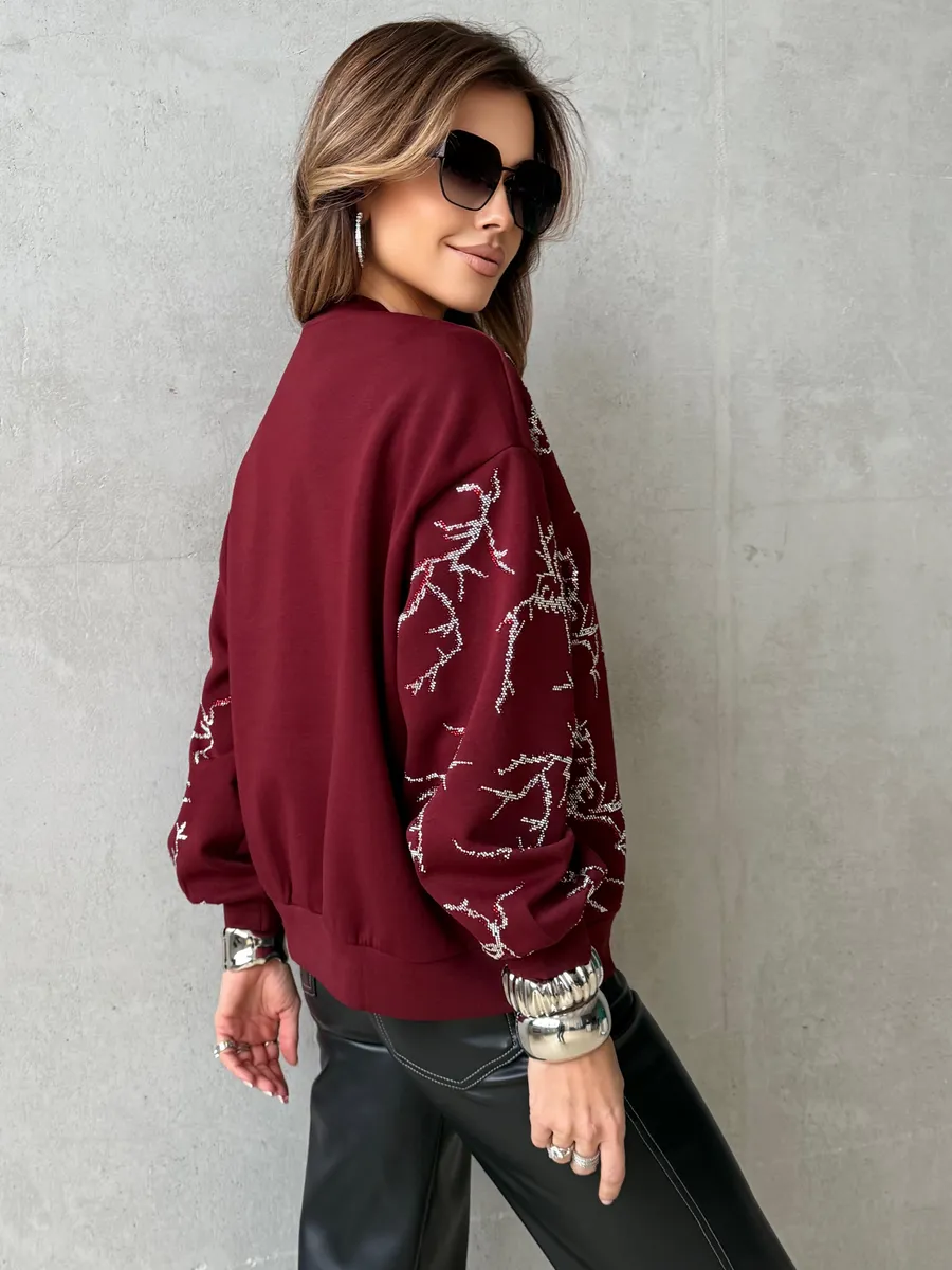 Бордовая кофта нарядная оверсайз