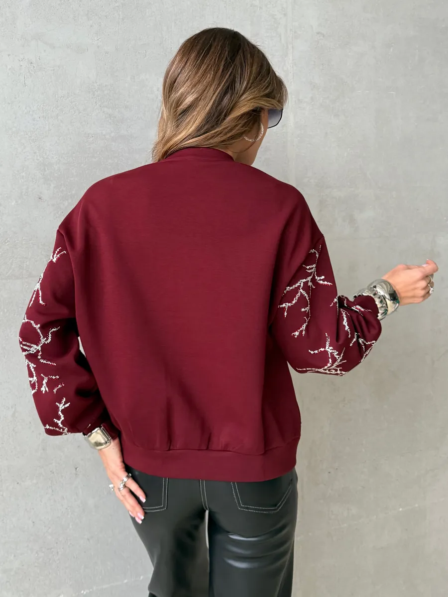 Бордовая кофта нарядная оверсайз