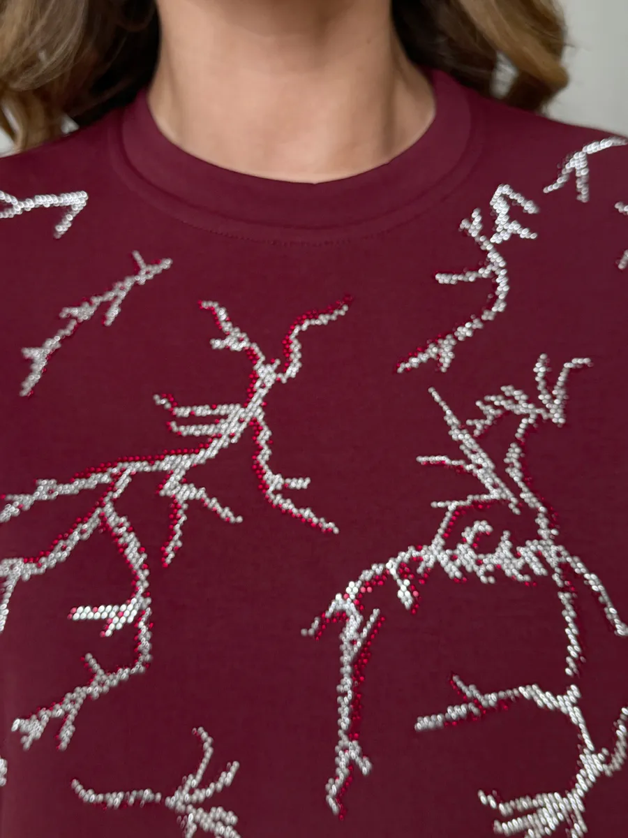 Бордовая кофта нарядная оверсайз