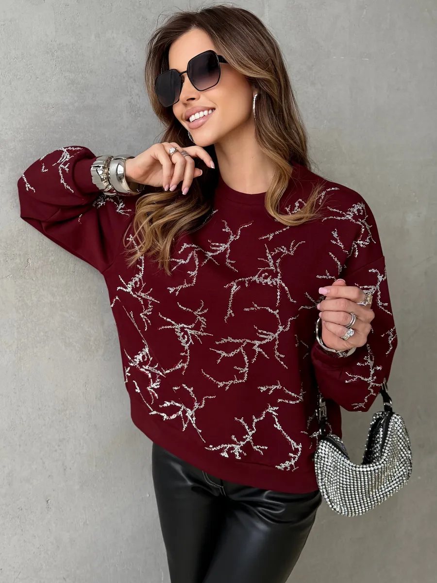 Бордовая кофта нарядная оверсайз