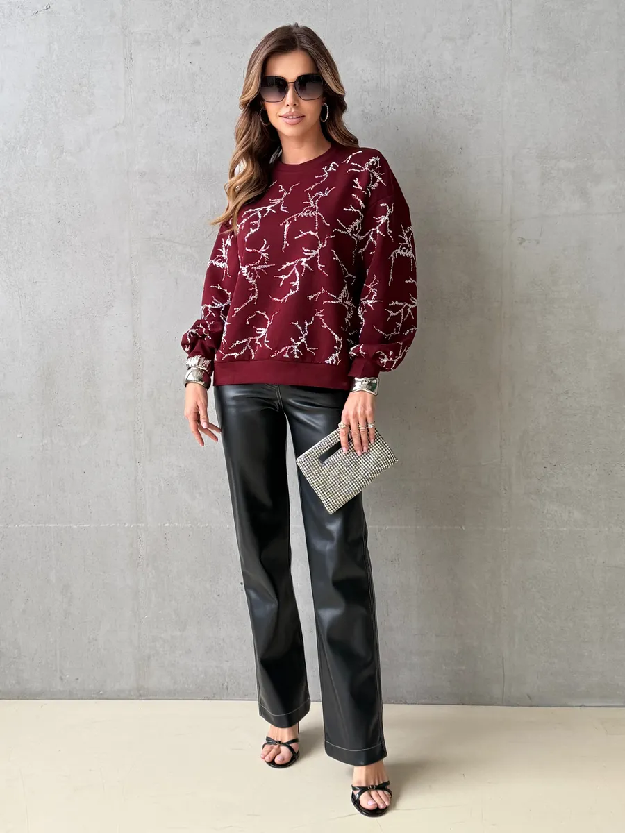 Бордовая кофта нарядная оверсайз