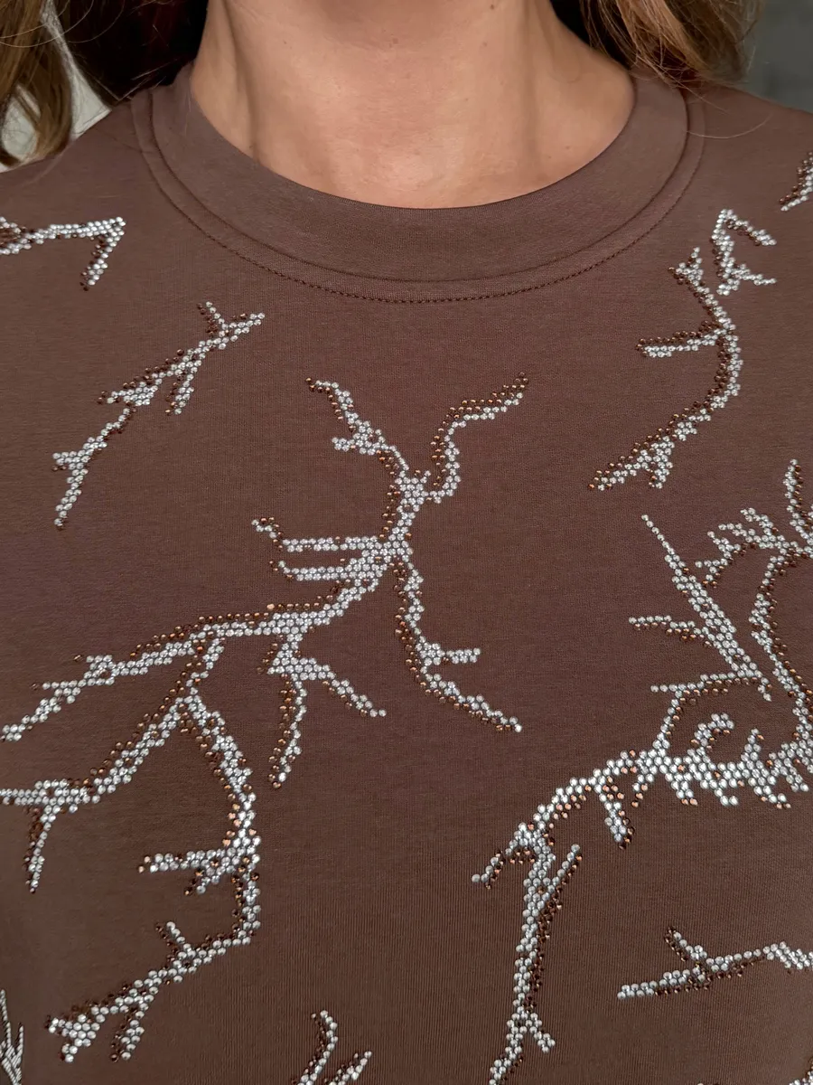 Коричневая кофта нарядная оверсайз