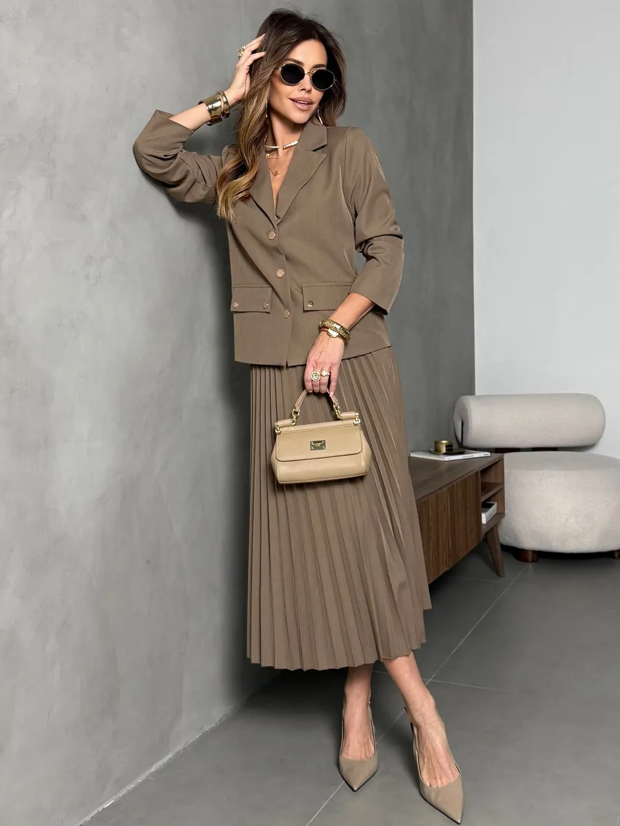 Капучино костюм с юбкой