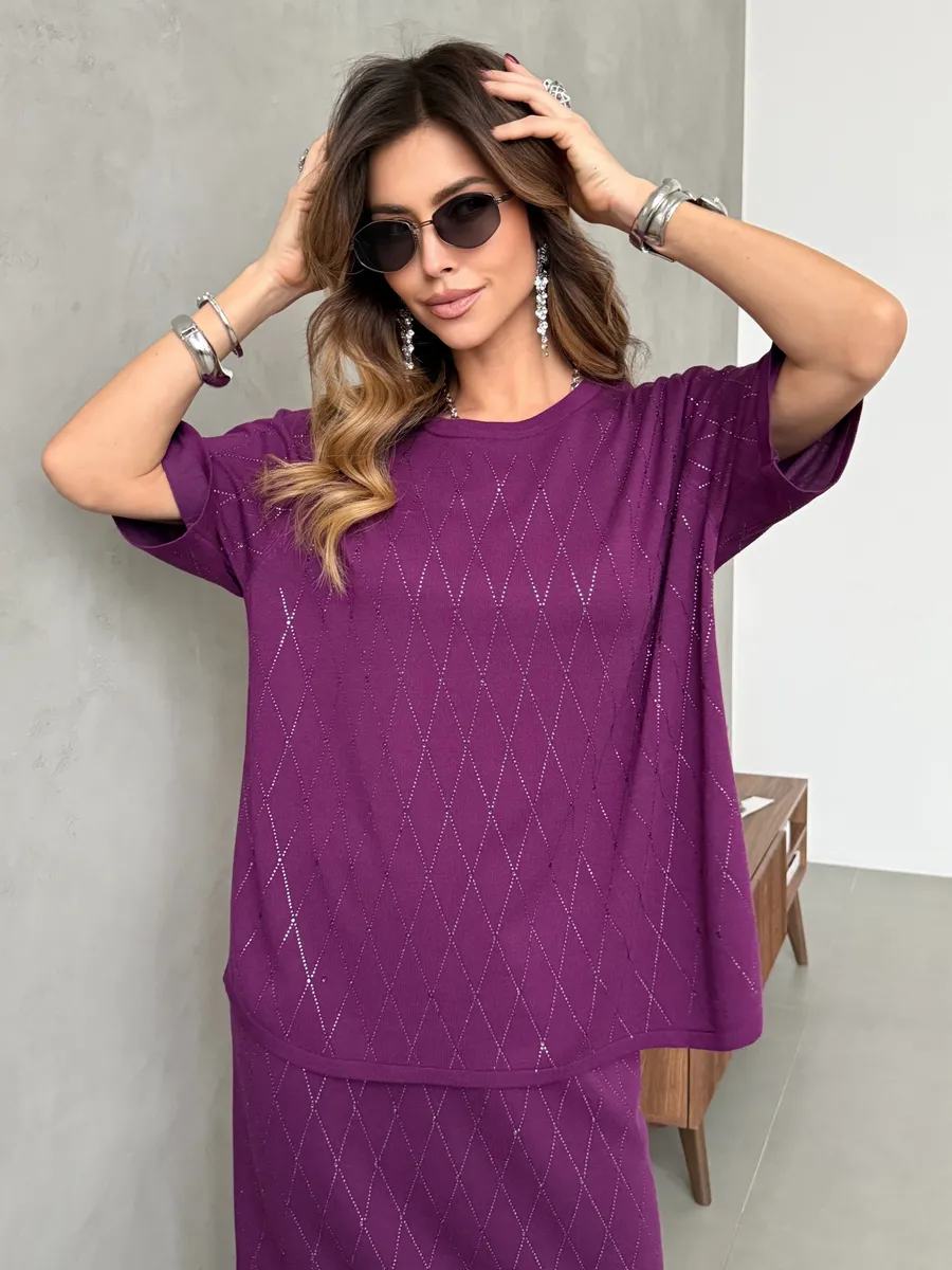 Бордовый костюм с юбкой праздничный нарядный теплый трикотажный