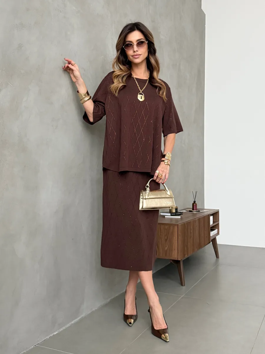 Костюм с юбкой праздничный нарядный теплый трикотажный