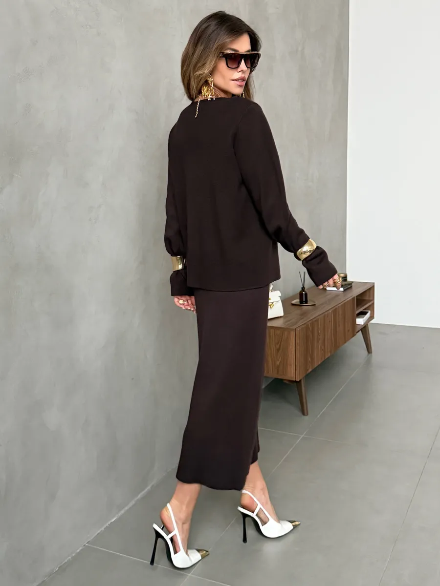 Теплый костюм женский с юбкой