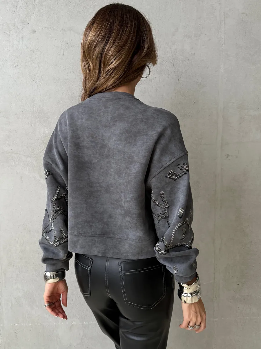 Серая кофта нарядная оверсайз