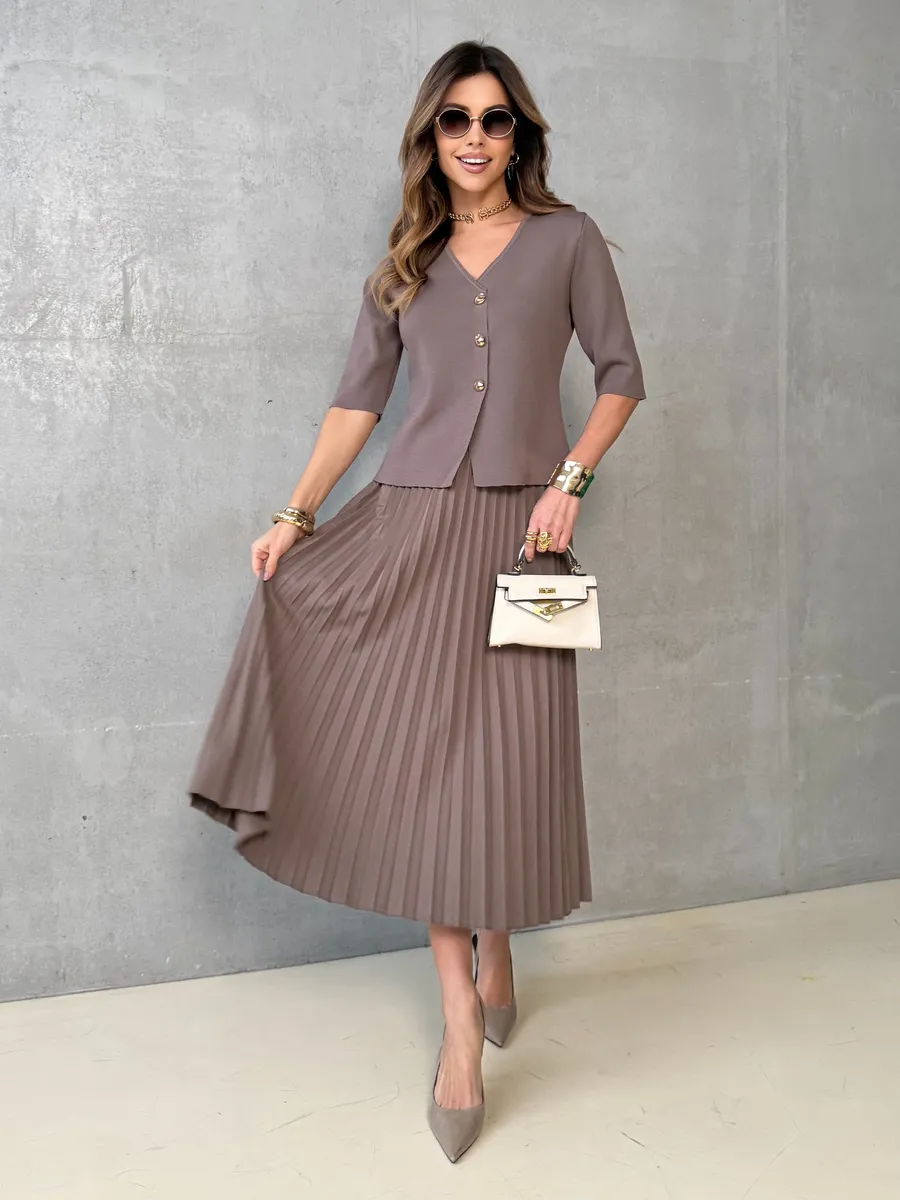 Капучино костюм с юбкой офисный нарядный