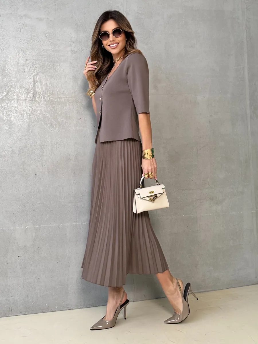 Капучино костюм с юбкой офисный нарядный