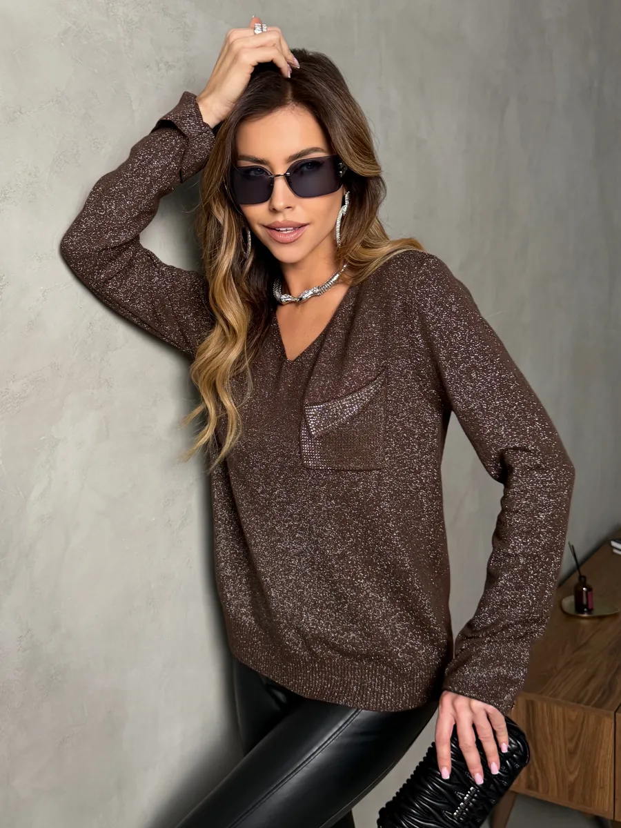 Коричневая кофта нарядная больших размеров