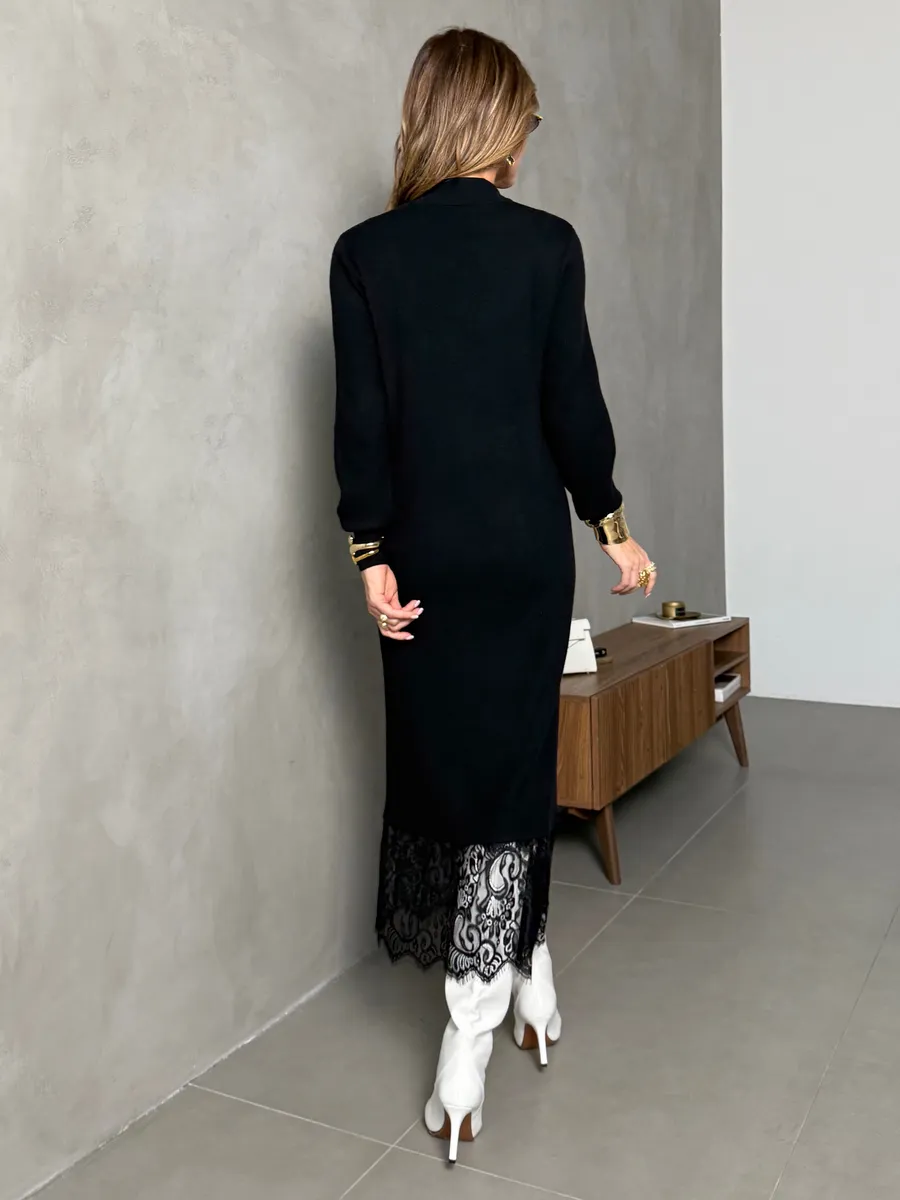 Черное платье праздничное теплое