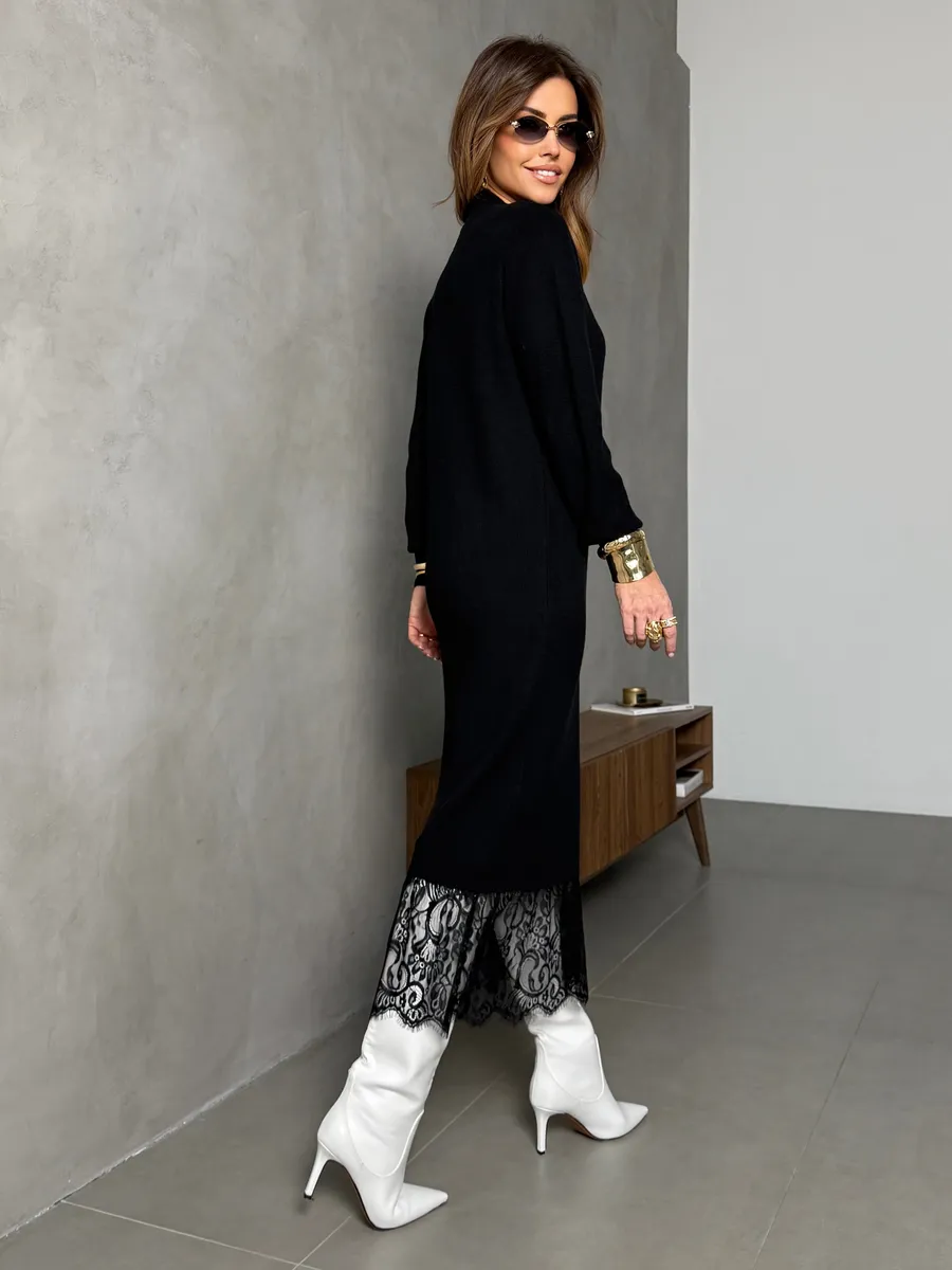 Черное платье праздничное теплое