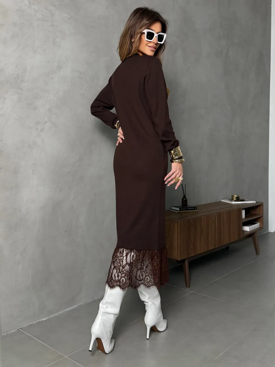 Коричневое платье праздничное теплое