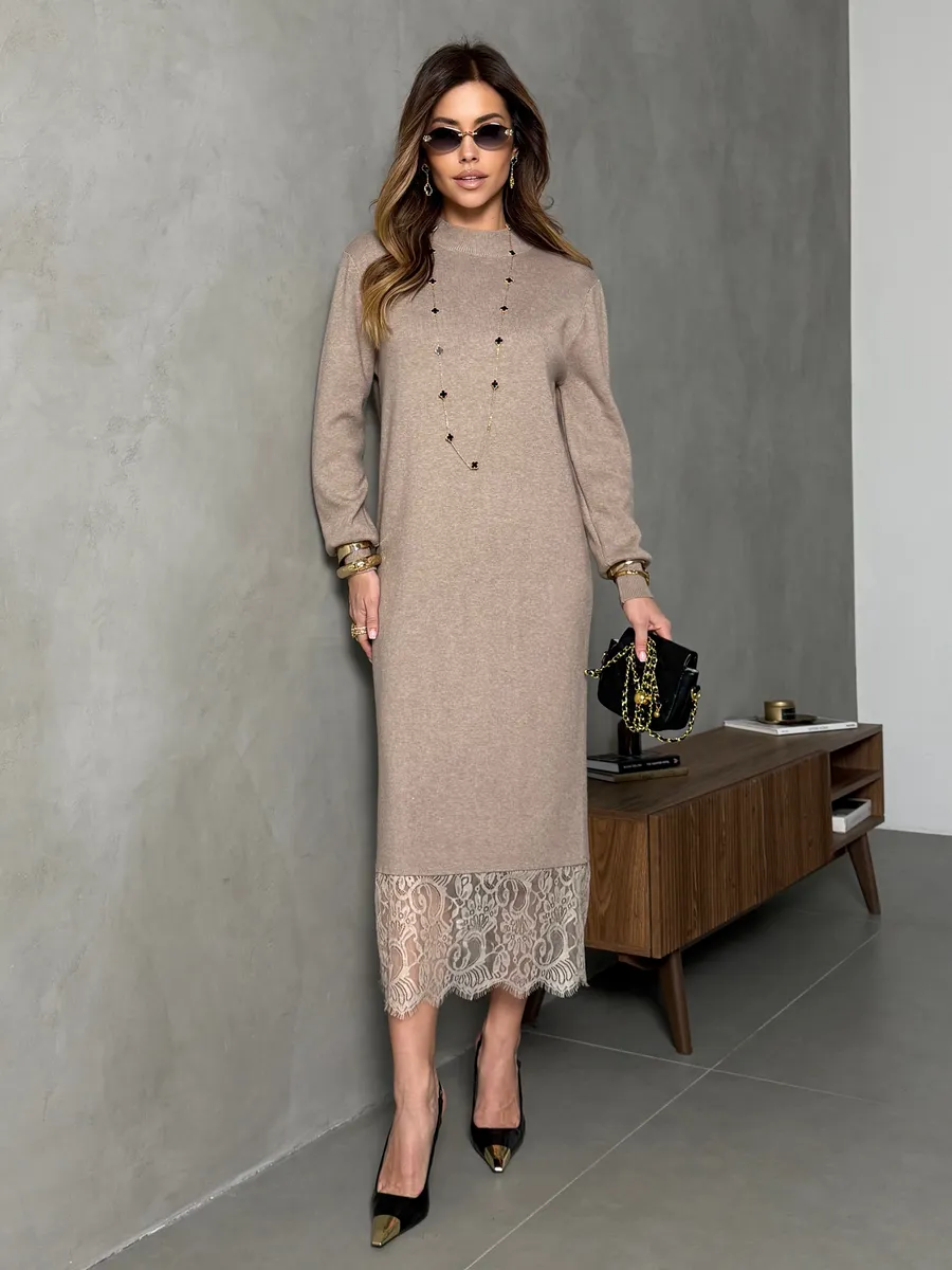 Капучино платье праздничное теплое