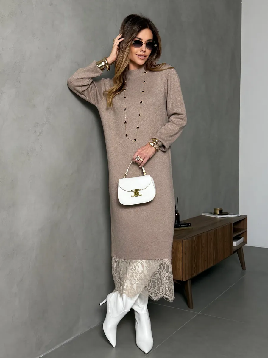 Капучино платье праздничное теплое