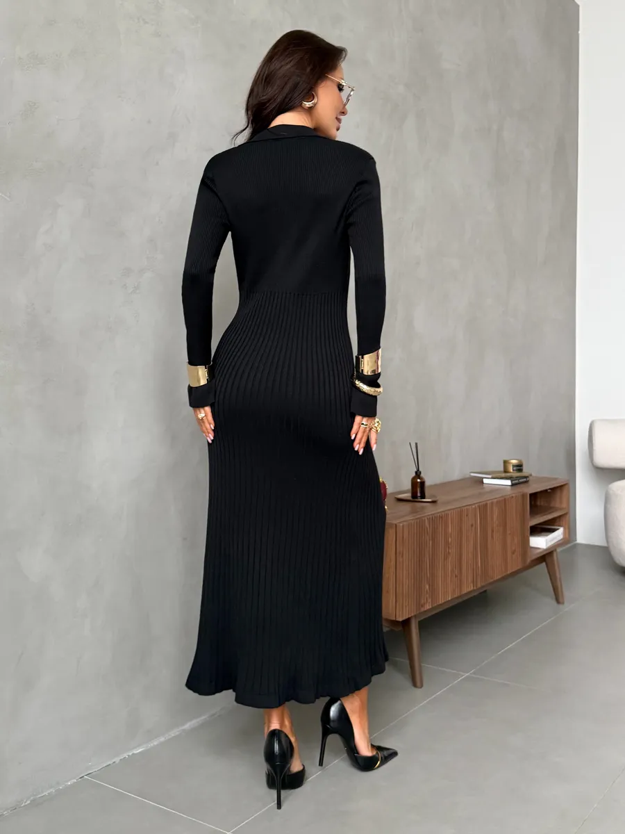 Черное платье теплое вязаное нарядное трикотажное