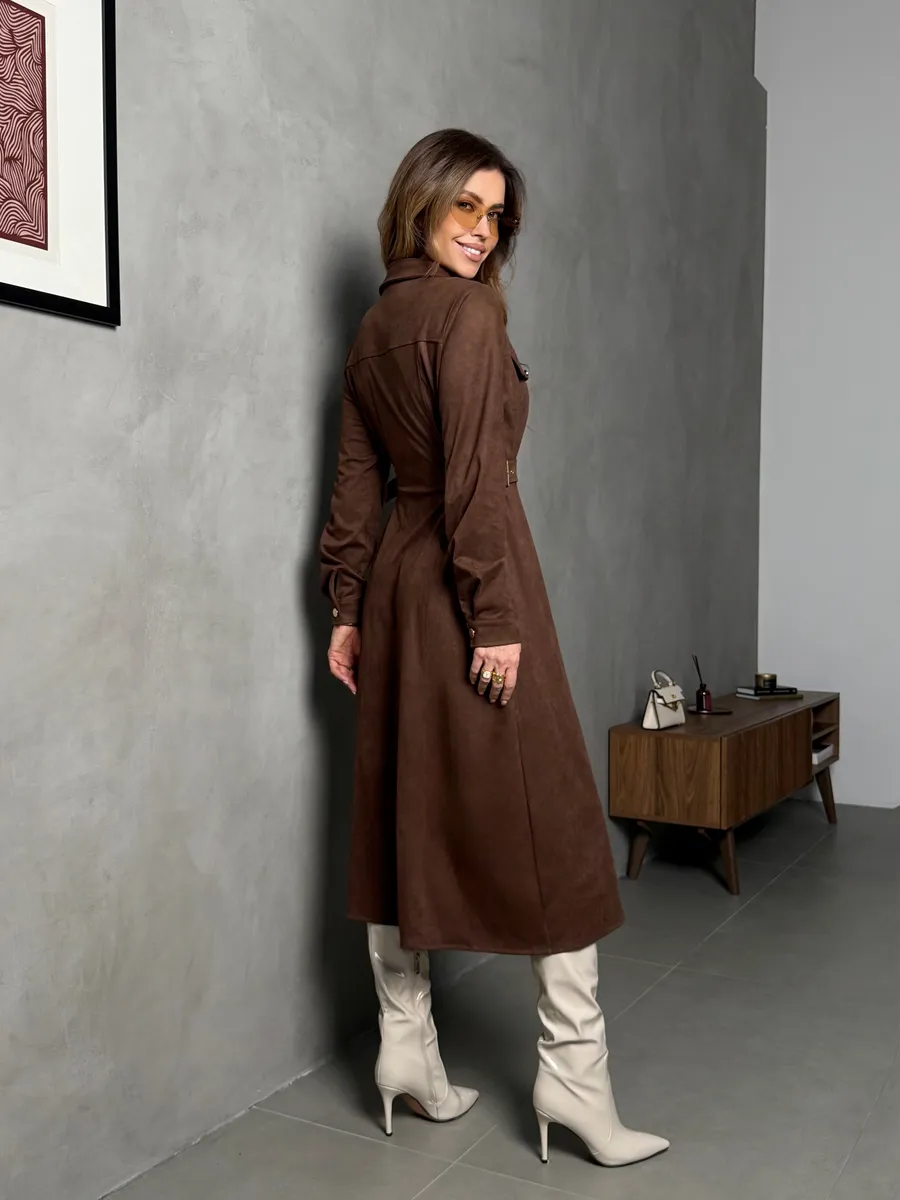 Коричневое платье рубашка офисное