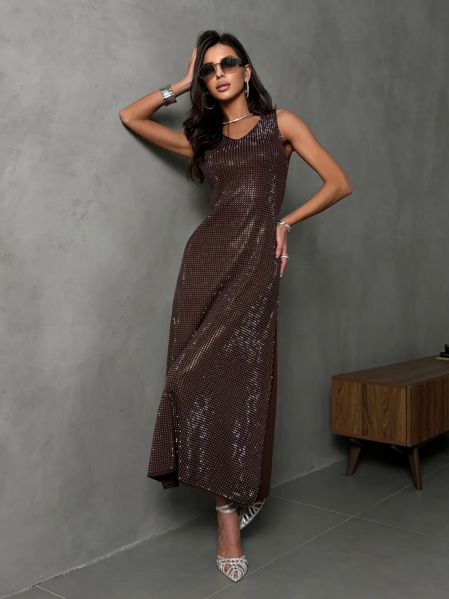 Коричневое платье праздничное вечернее