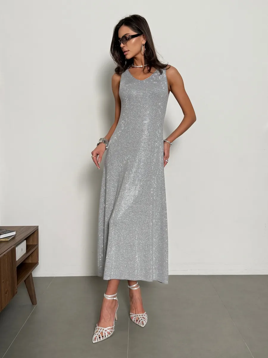 Серое платье праздничное вечернее