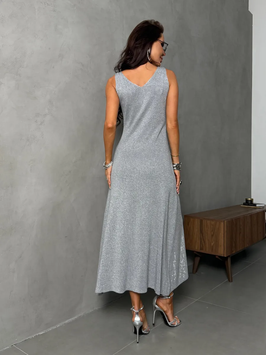 Серое платье праздничное вечернее