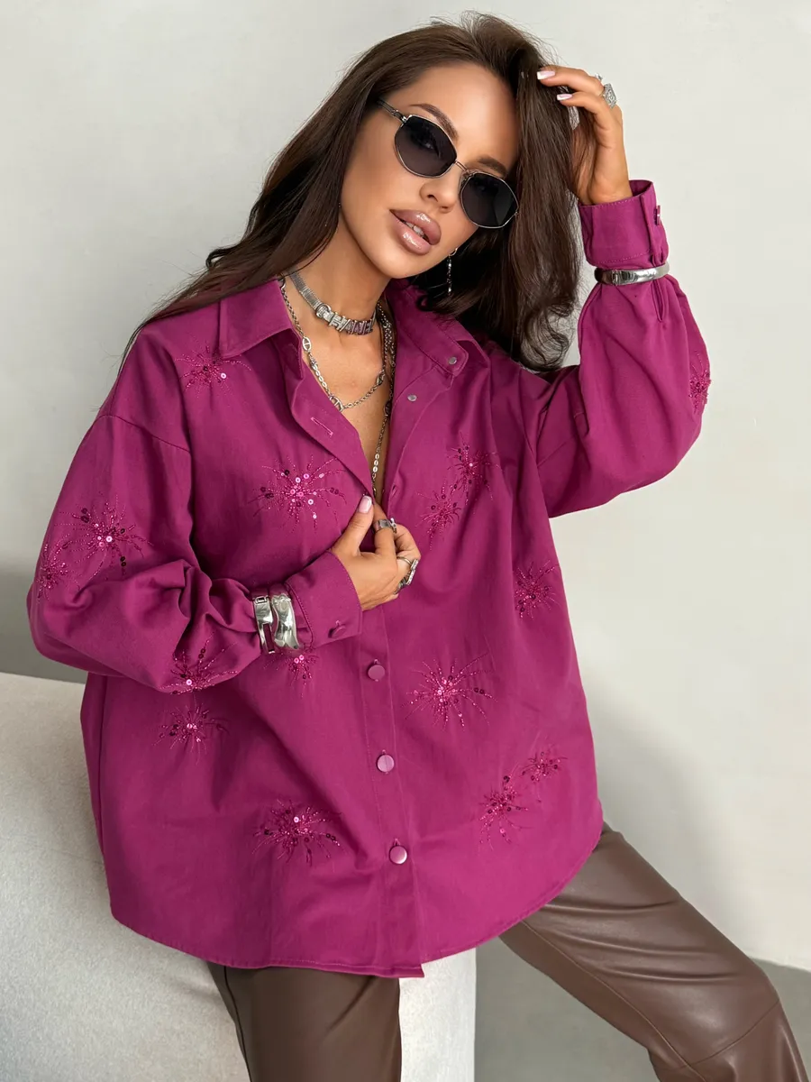 Бордовая рубашка нарядная оверсайз