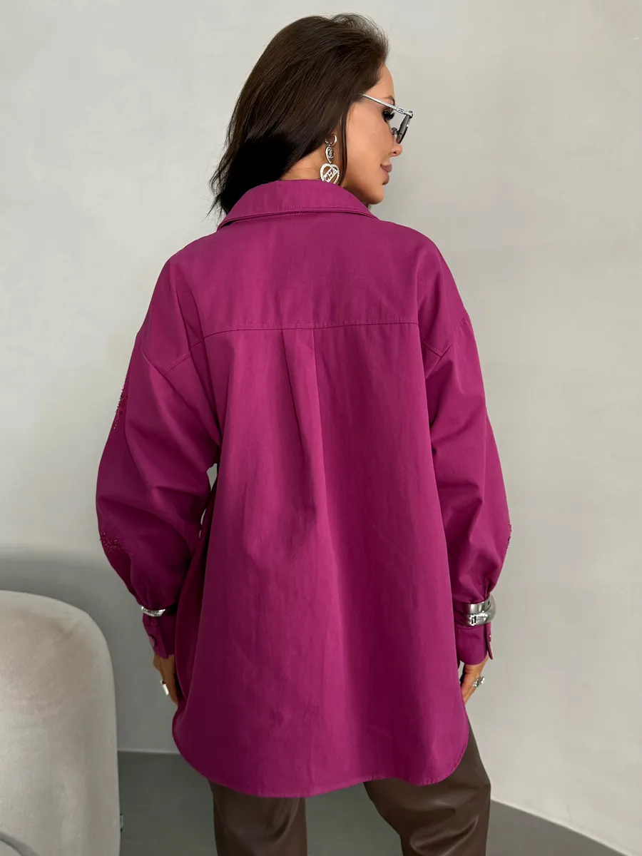 Бордовая рубашка нарядная оверсайз